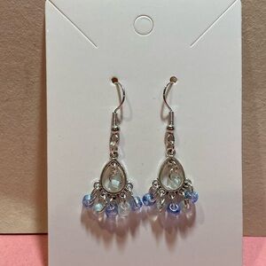 Handmade earrings with blue beads and French hooks